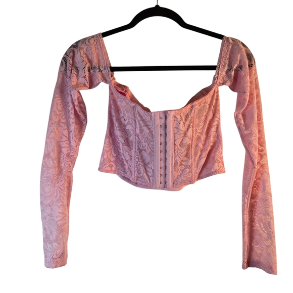 Sugar Thrillz Pink Lace Corset Top Fairy Coquette Y2K - Picture 2 of 8